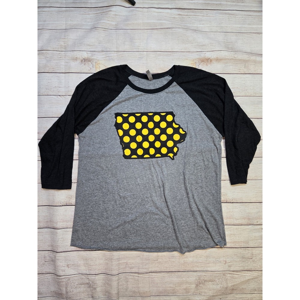Iowa Hawkeyes Women's Raglan 3/4 sleeve shirt Size XL State graphic yellow